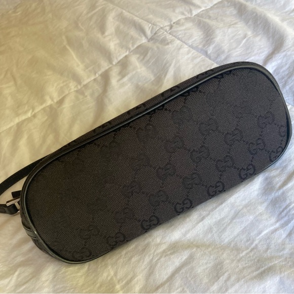GUCCI Black Pouchette Monogram Mini Shoulder baguette handbag Y2K bag purse - Picture 4 of 16